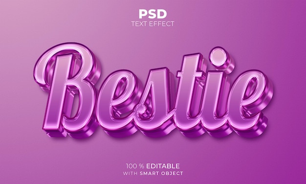 PSD efecto de texto editable 3d bestie púrpura