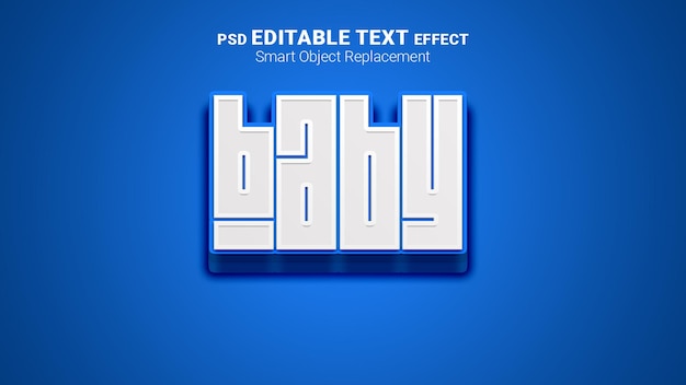 PSD efecto de texto editable 3d blanco bebé