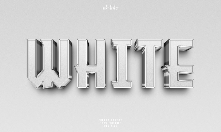 PSD efecto de texto editable 3d blanco