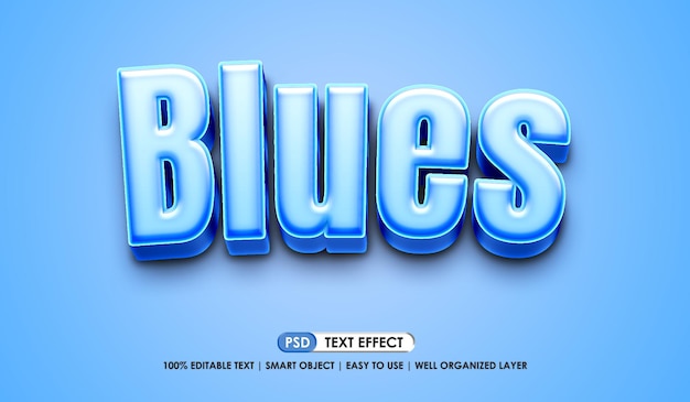 PSD efecto de texto editable 3d de blues