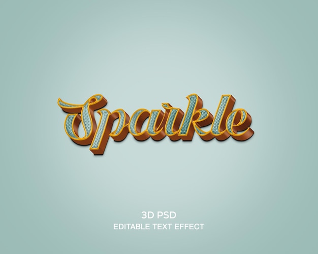 PSD efecto de texto editable 3d brillante con fondo premium