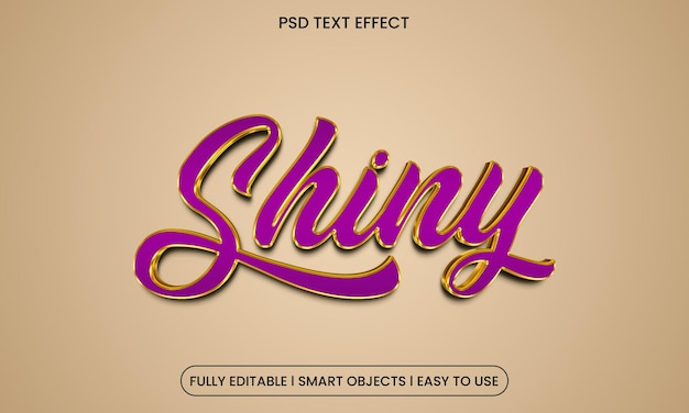 Efecto de texto editable 3D brillante Premium Psd con fondo
