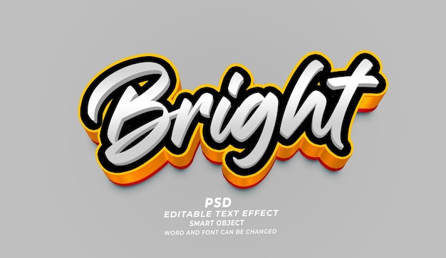 PSD efecto de texto editable en 3d brillante para psd