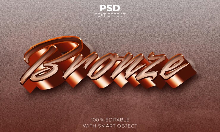 PSD efecto de texto editable 3d bronce