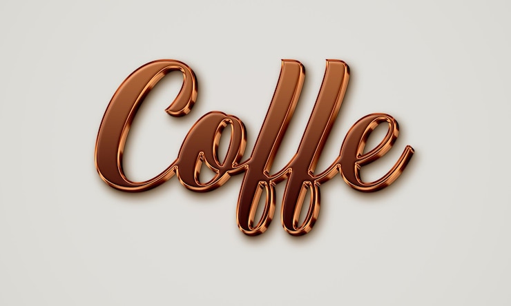 PSD efecto de texto editable 3d de café