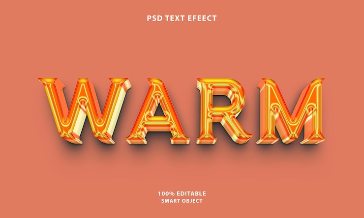 PSD efecto de texto editable 3d cálido de psd