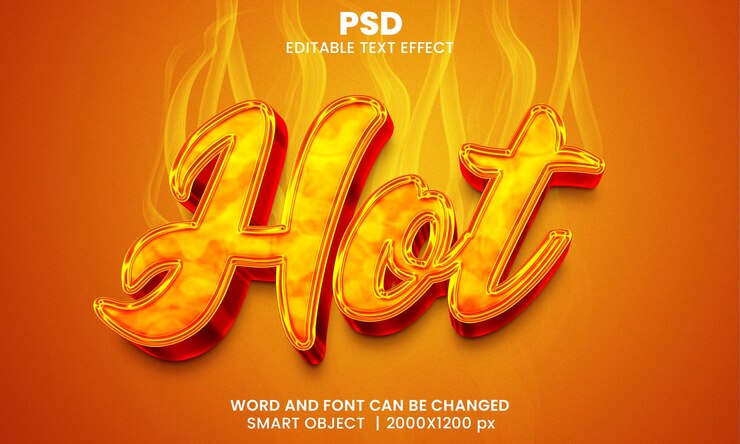 PSD efecto de texto editable 3d caliente premium psd con fondo