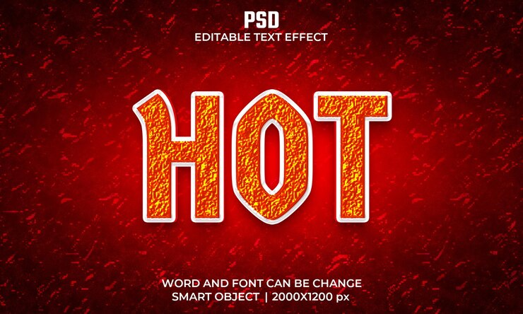 PSD efecto de texto editable 3d caliente psd premium con fondo