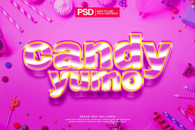 PSD efecto de texto editable 3d candy