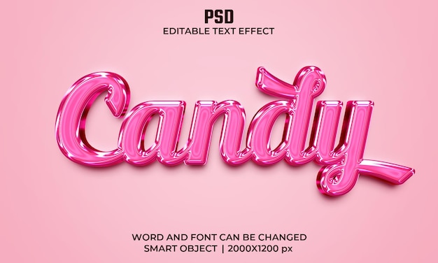 PSD efecto de texto editable 3d de caramelo psd premium con fondo