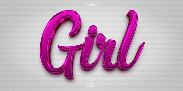 efecto de texto editable 3d chica