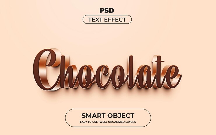 PSD efecto de texto editable 3d de chocolate con fondo
