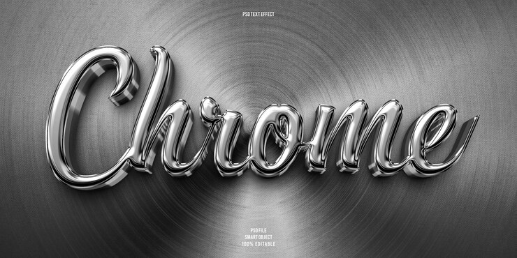 PSD efecto de texto editable 3d de chrome