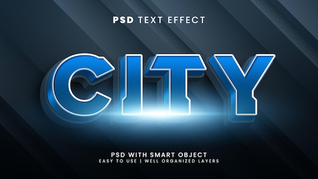 PSD efecto de texto editable 3d de ciudad con estilo de texto urbano y de viaje