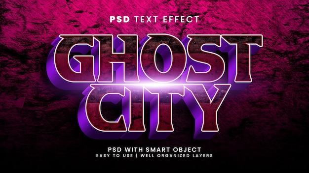 Efecto de texto editable en 3d de ciudad fantasma con estilo de texto oscuro y espeluznante