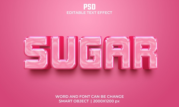 Efecto de texto editable 3d de color rosa azúcar psd premium con fondo