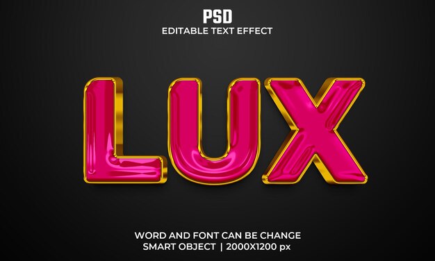 Efecto de texto editable 3d color rosa lux PSD Premium con fondo
