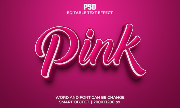 Efecto de texto editable 3d de color rosa psd premium con fondo