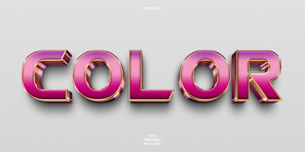 Efecto de texto editable en 3D en color