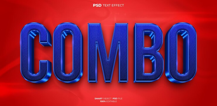 PSD efecto de texto editable 3d combinado