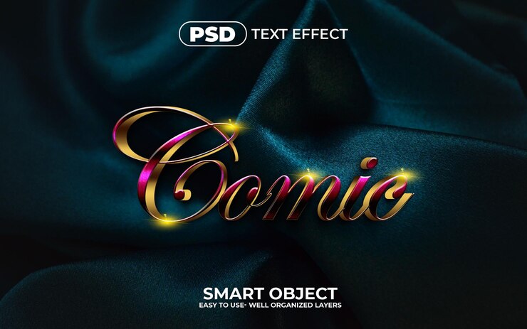 PSD efecto de texto editable 3d comic premium