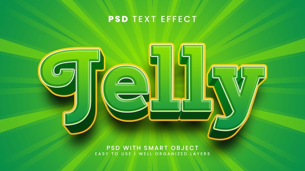 Efecto de texto editable 3d de comida de caramelo de gelatina con estilo de texto de fruta y postre