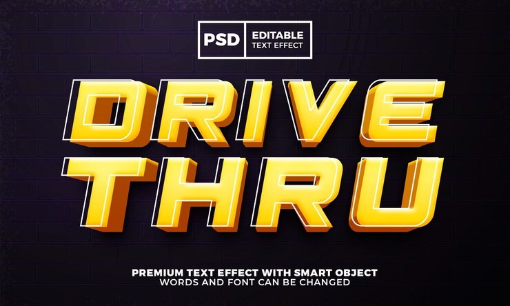 PSD efecto de texto editable 3d de conducción rápida