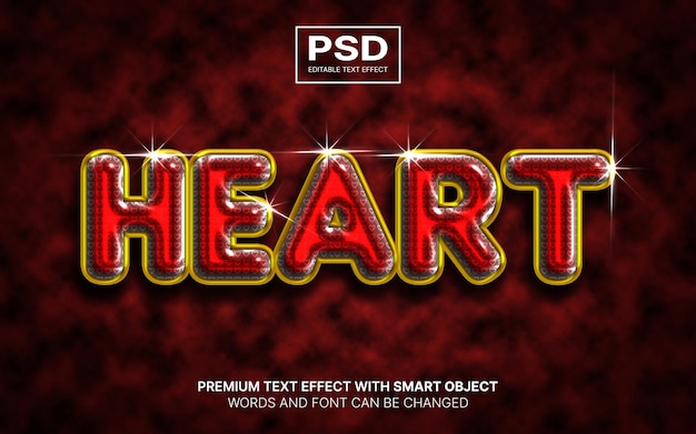 Efecto de texto editable 3d de corazón líquido