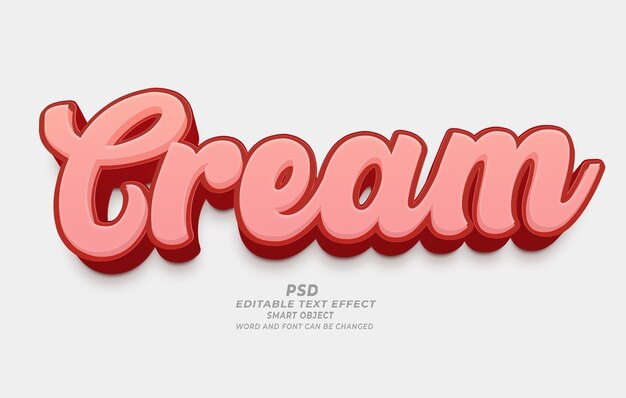 Efecto de texto editable en 3D de Cream PSD