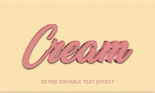 PSD efecto de texto editable en 3d crema con fondo premium