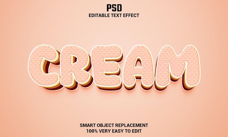 PSD efecto de texto editable 3d crema con fondo psd premium