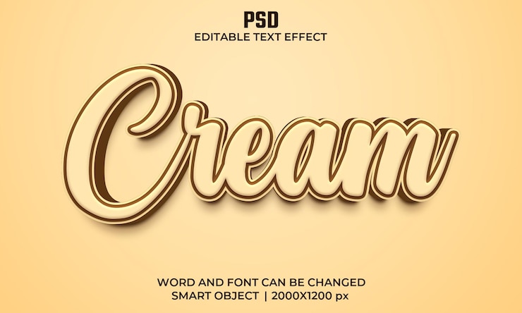 PSD efecto de texto editable 3d cremoso psd premium con fondo