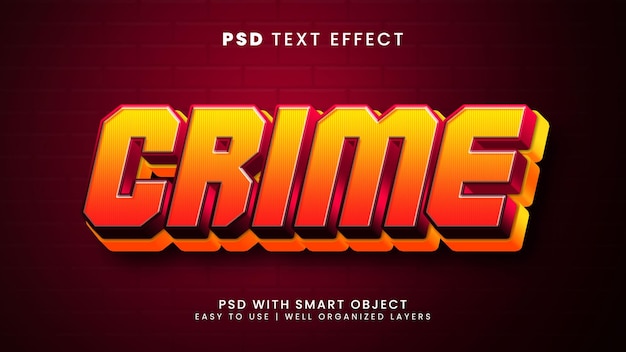 Efecto de texto editable 3d de crimen con estilo de texto de detective y seguridad