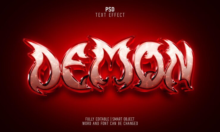 PSD efecto de texto editable 3d demonio