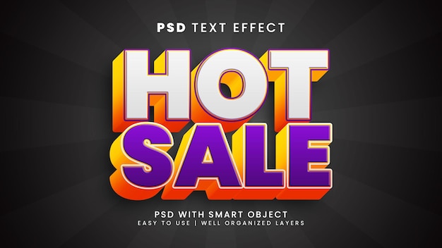 Efecto de texto editable 3d de descuento de venta caliente con estilo de texto de promoción y oferta