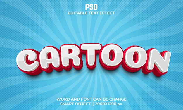 Efecto de texto editable 3d de dibujos animados Premium Psd con fondo