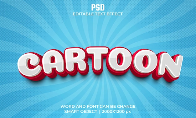 Efecto de texto editable 3d de dibujos animados psd premium con fondo