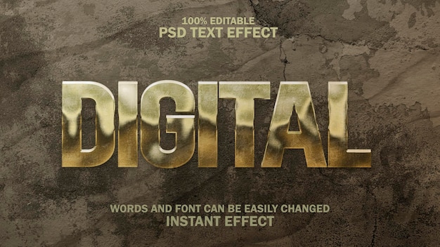 Efecto de texto editable 3D digital PSD
