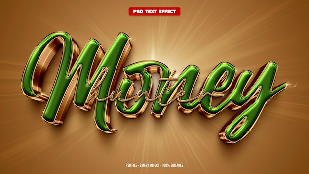 Efecto de texto editable en 3D de dinero