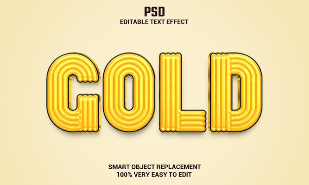 Efecto de texto editable 3d dorado con fondo PSD Premium