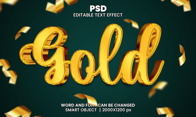 PSD efecto de texto editable 3d dorado premium psd con fondo