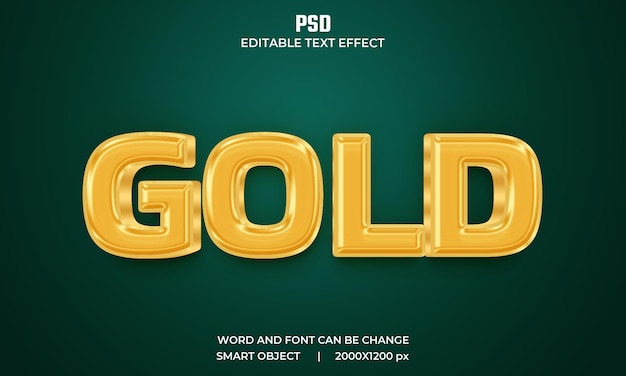 Efecto de texto editable 3d dorado premium psd con fondo