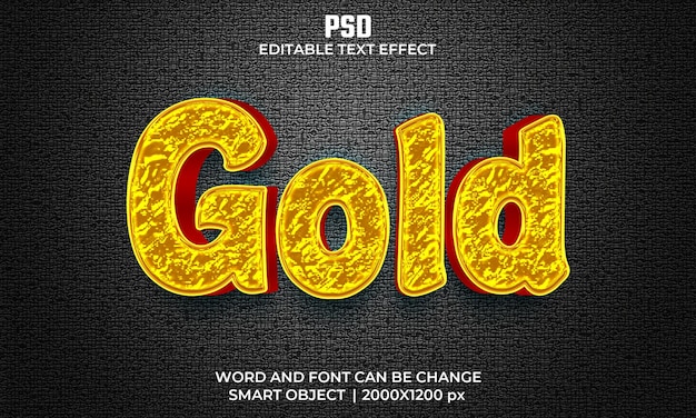 Efecto de texto editable 3d dorado psd premium con fondo