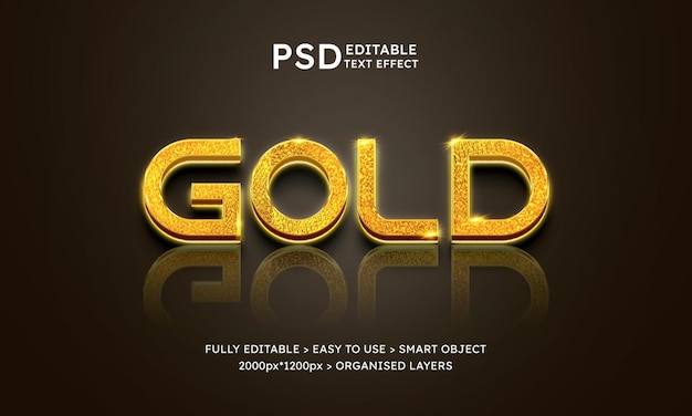 PSD efecto de texto editable 3d dorado