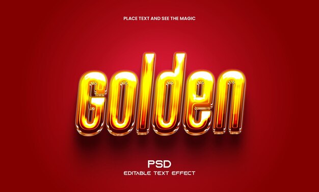 PSD efecto de texto editable 3d dorado