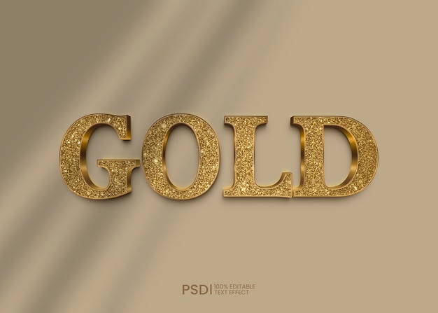 Efecto de texto editable 3d dorado