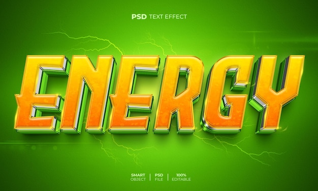 PSD efecto de texto editable 3d de energía