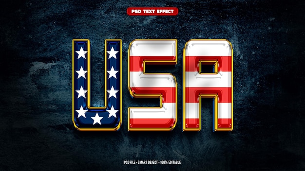 Efecto de texto editable en 3D de los Estados Unidos