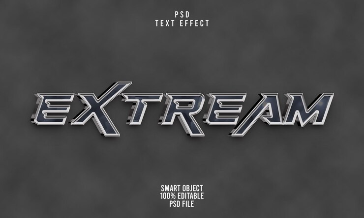 PSD efecto de texto editable 3d extremo