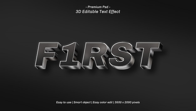 PSD efecto de texto editable 3d f1rst